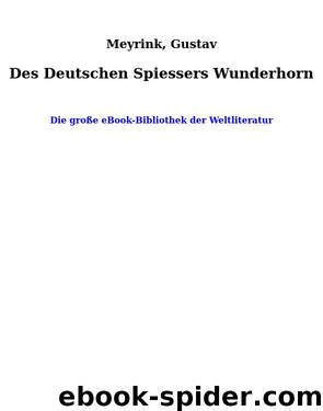 Des Deutschen Spiessers Wunderhorn by Meyrink Gustav