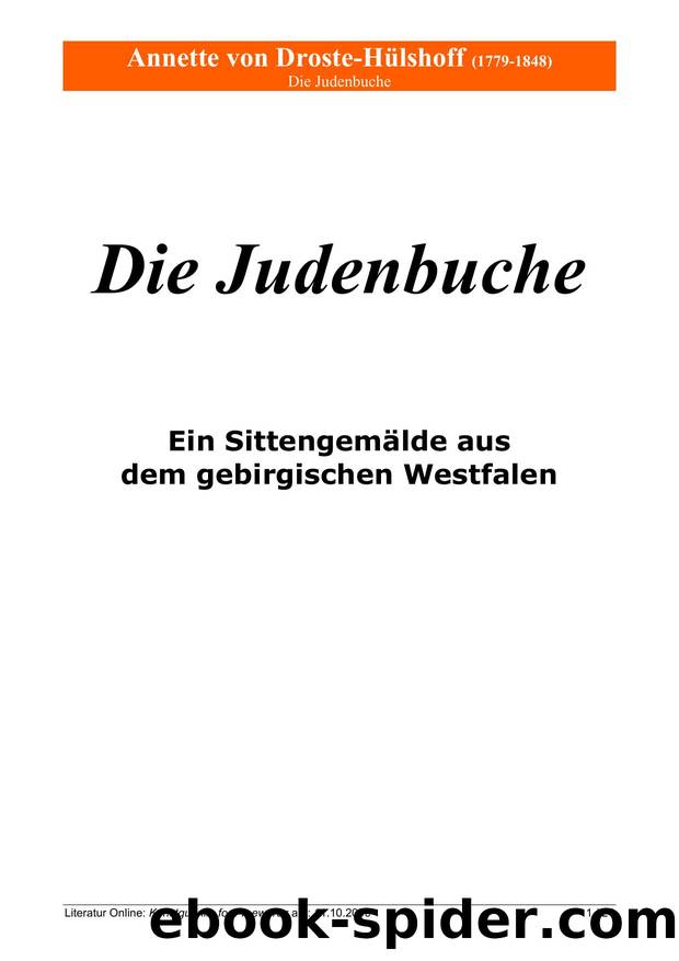 Die Judenbuche by Annette von Droste-Hülshoff