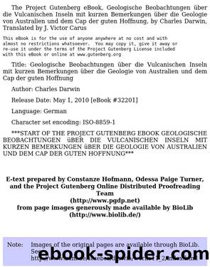 Geologische Beobachtungen über die Vulcanischen Inseln  Mit kurzen Bemerkungen über die Geologie von Australien und dem Cap der guten Hoffnung by Charles Darwin