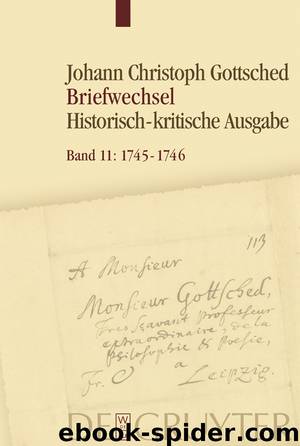 Johann Christoph Gottsched Briefwechsel by Walter de Gruyter