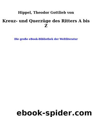 Kreuz- und Querzüge des Ritters A bis Z by Hippel Theodor Gottlieb von