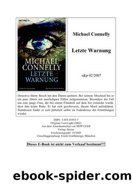 Letzte Warnung: Ein Harry-Bosch-Roman by Connelly Michael