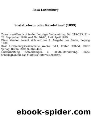 -Sozialreform oder Revolution by Rosa Luxemburg