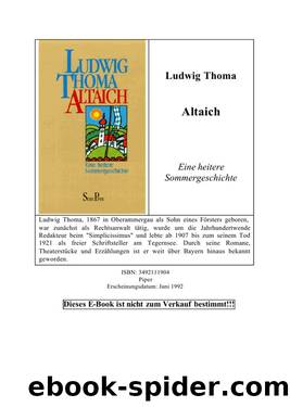 Altaich: Eine Heitere Sommergeschichte by Thoma Ludwig
