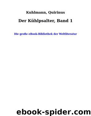 Der Kühlpsalter, Band 1 by Kuhlmann Quirinus