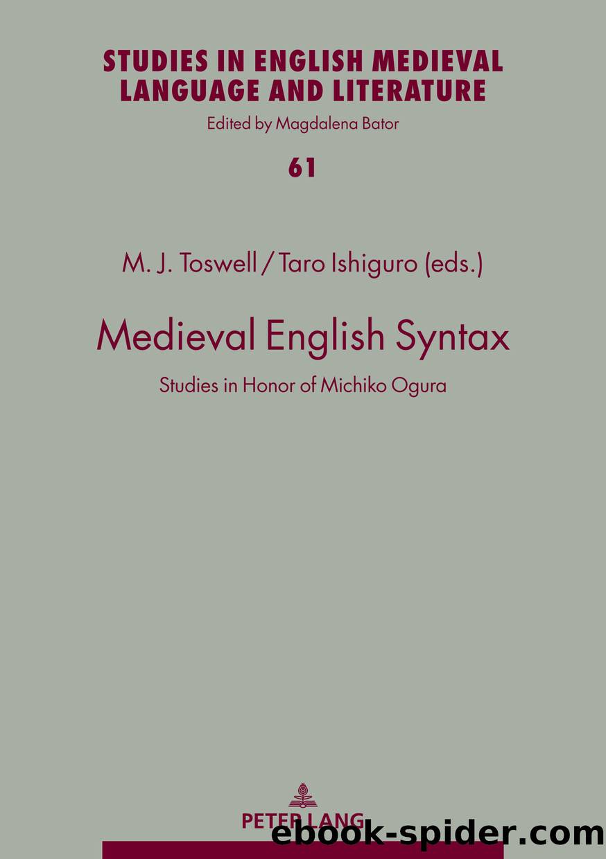 Medieval English Syntax by Ishiguro Taro;M. Jane Toswell;