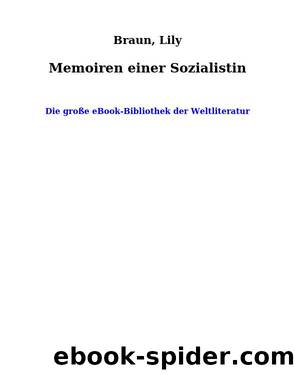 Memoiren einer Sozialistin by Braun Lily