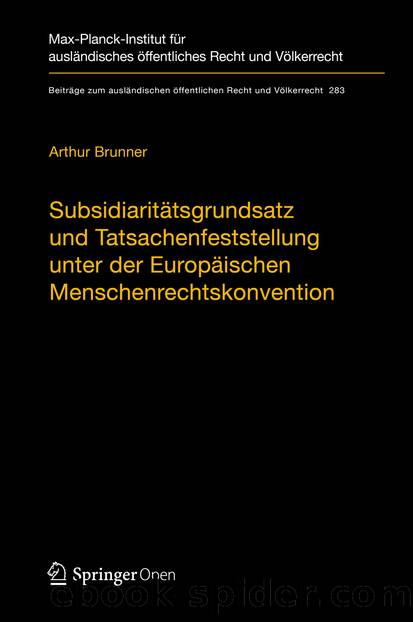 Subsidiaritätsgrundsatz und Tatsachenfeststellung unter der Europäischen Menschenrechtskonvention by Arthur Brunner