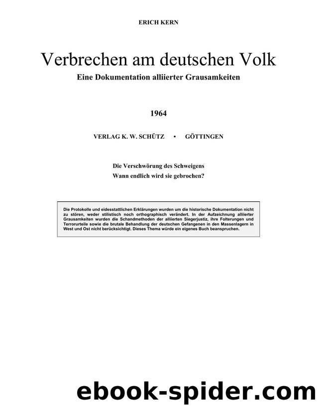 Verbrechen am deutschen Volk by Erich Kern